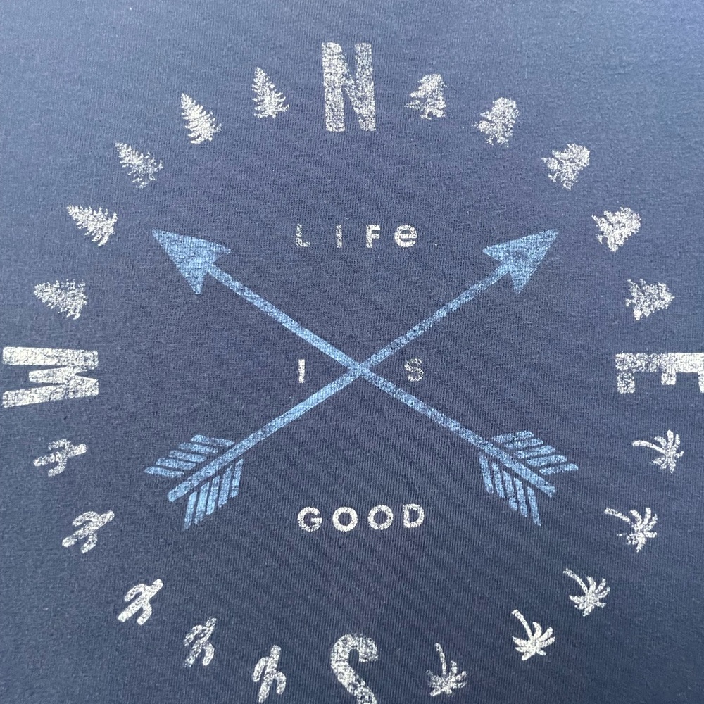 Life is Good Men's Blue Compass  Tee Medium